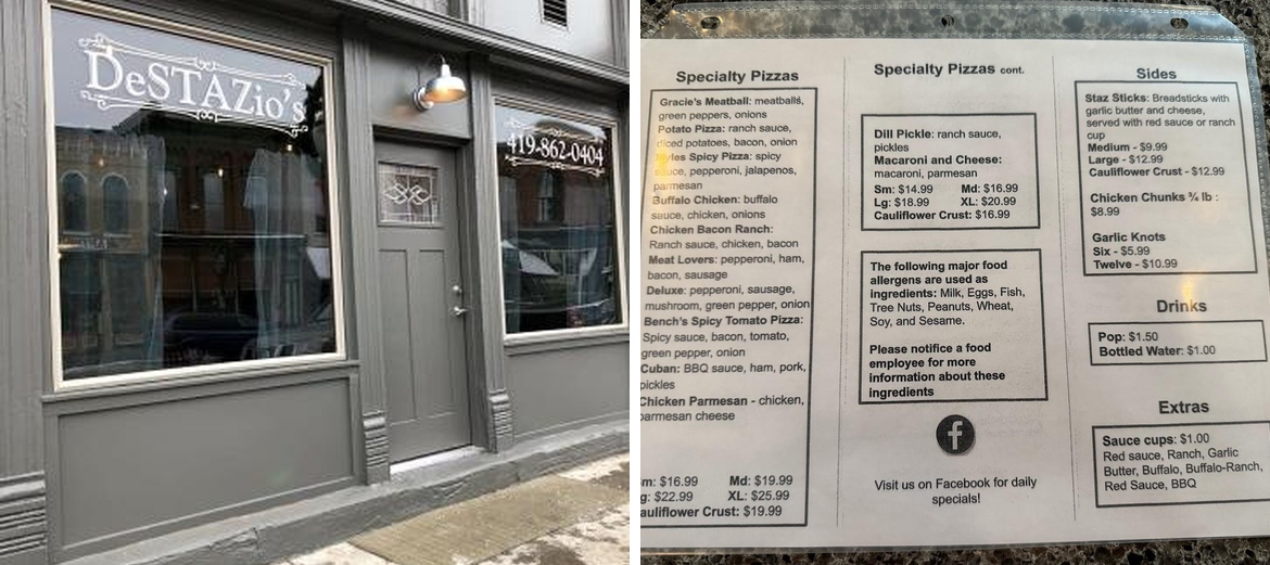 DeStazios LLC - Elmore, OH Menu